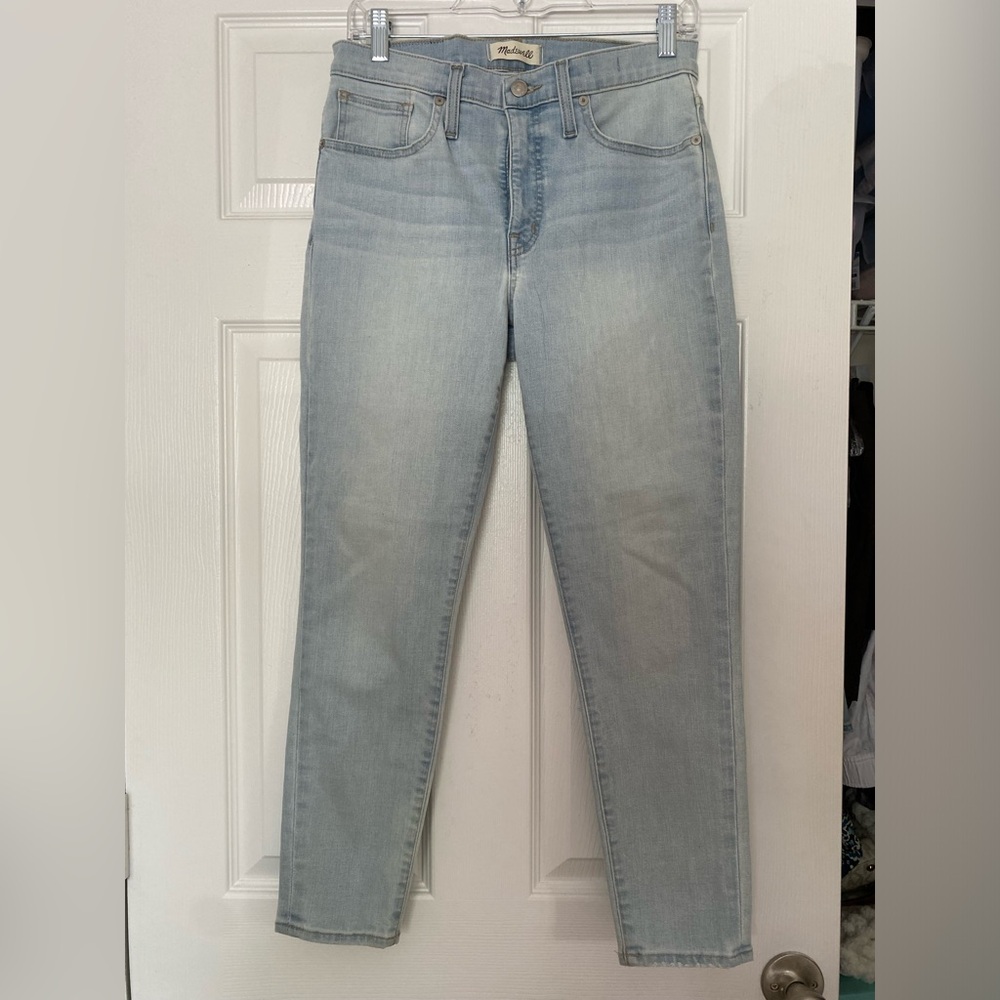 MADEWELL jeans , 9” midrise light wash , skinny crop